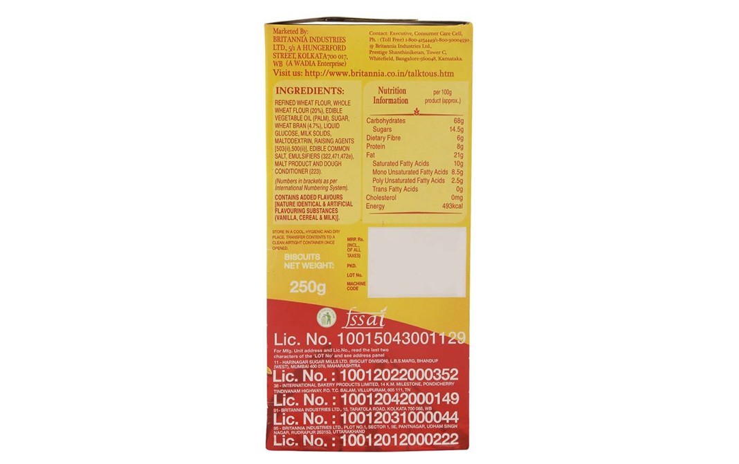 Britannia Nutri Choice Disgestive Biscuits   Box  250 grams